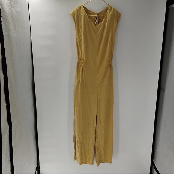 Free People Heat Wave Linen Blend Jumpsuit Honey Size Small - Picture 3 of 10